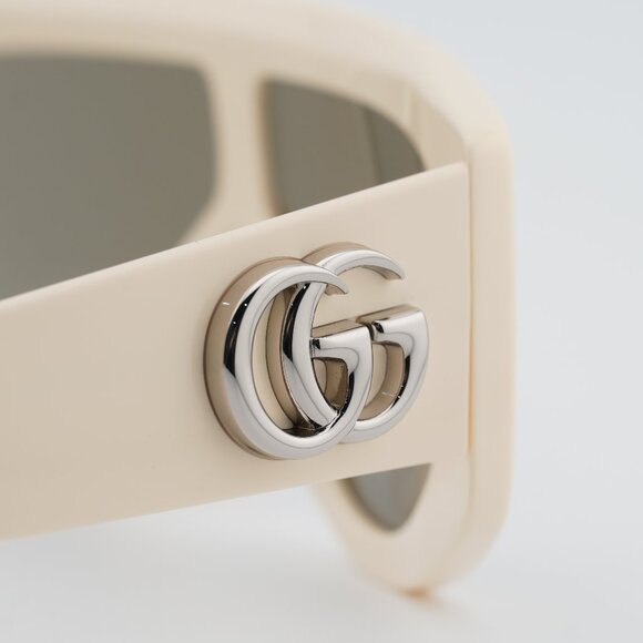 Gucci GG1950S 004 Sunglasses Ivory Shield Frame, Brown Lenses main image 8